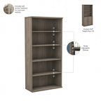 Bibliothèque haute à 5 étagères avec portes, meuble de rangement hybride ouvert et fermé pour bureau
