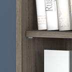 Bibliothèque haute à 5 étagères avec portes, meuble de rangement hybride ouvert et fermé pour bureau