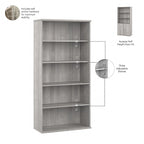 Bibliothèque haute à 5 étagères avec portes, meuble de rangement hybride ouvert et fermé pour bureau