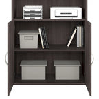Bibliothèque haute à 5 étagères avec portes, meuble de rangement hybride ouvert et fermé pour bureau