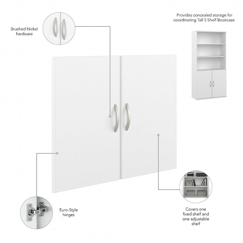 Bibliothèque haute à 5 étagères avec portes, meuble de rangement hybride ouvert et fermé pour bureau