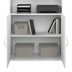 Bibliothèque haute à 5 étagères avec portes, meuble de rangement hybride ouvert et fermé pour bureau