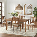 Ensemble de salle à manger Burntwood 5 pièces, table ronde avec 4 chaises rembourrées, style rustique