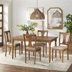 Ensemble de salle à manger Burntwood 5 pièces, table ronde avec 4 chaises rembourrées, style rustique