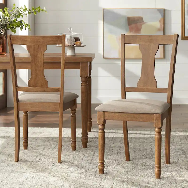 Ensemble de salle à manger Burntwood 5 pièces, table ronde avec 4 chaises rembourrées, style rustique