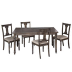 Ensemble de salle à manger Burntwood 5 pièces, table ronde avec 4 chaises rembourrées, style rustique