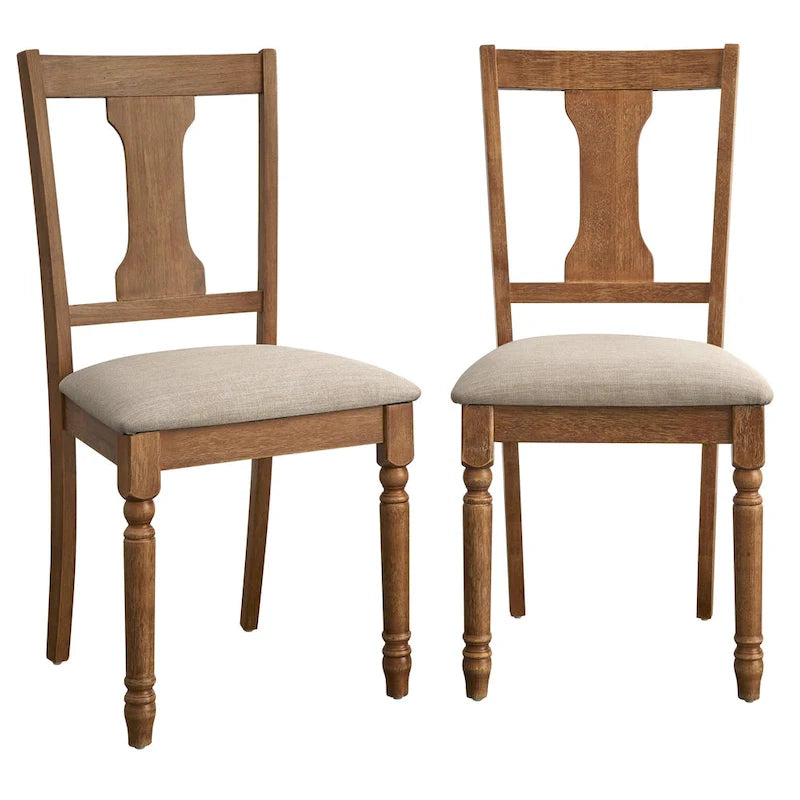 Ensemble de salle à manger Burntwood 5 pièces, table ronde avec 4 chaises rembourrées, style rustique