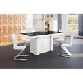 Table de salle à manger moderne extensible, finition laquée, 4 à 8 places, design compact