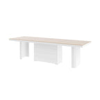 Table de salle à manger moderne extensible, finition laquée, 4 à 8 places, design compact