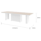 Table de salle à manger moderne extensible, finition laquée, 4 à 8 places, design compact