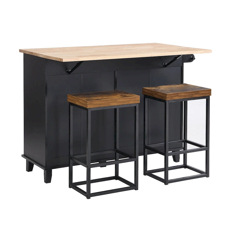 Ensemble îlot de cuisine avec abattant et 2 places assises