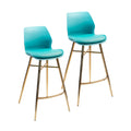 Lot de 2 tabourets de bar en cuir PU avec pieds en chrome doré, sièges de cuisine modernes