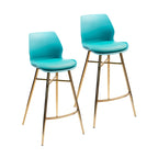 Lot de 2 tabourets de bar en cuir PU avec pieds en chrome doré, sièges de cuisine modernes