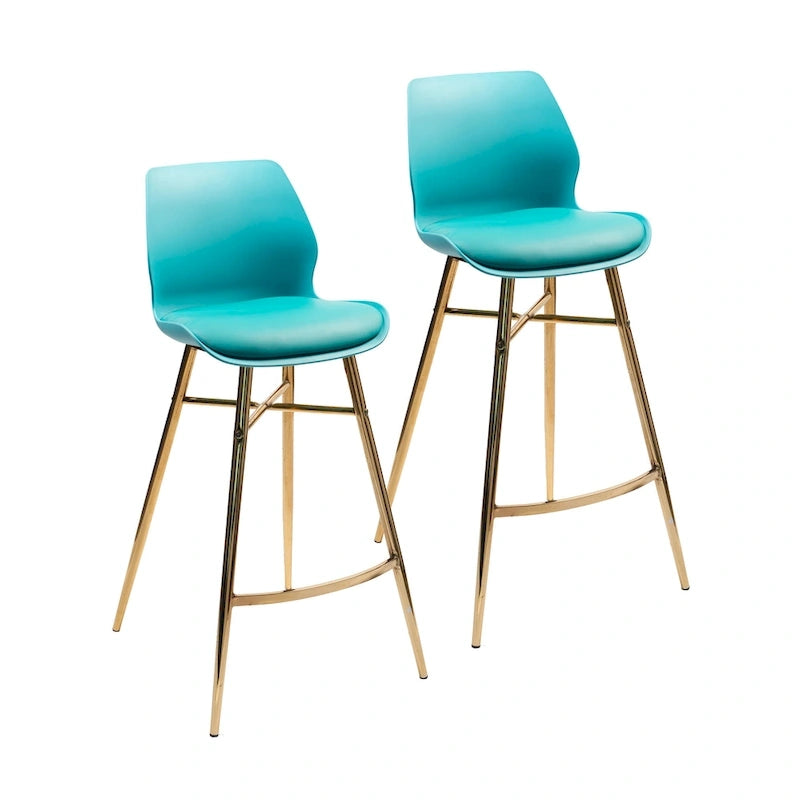 Lot de 2 tabourets de bar en cuir PU avec pieds en chrome doré, sièges de cuisine modernes