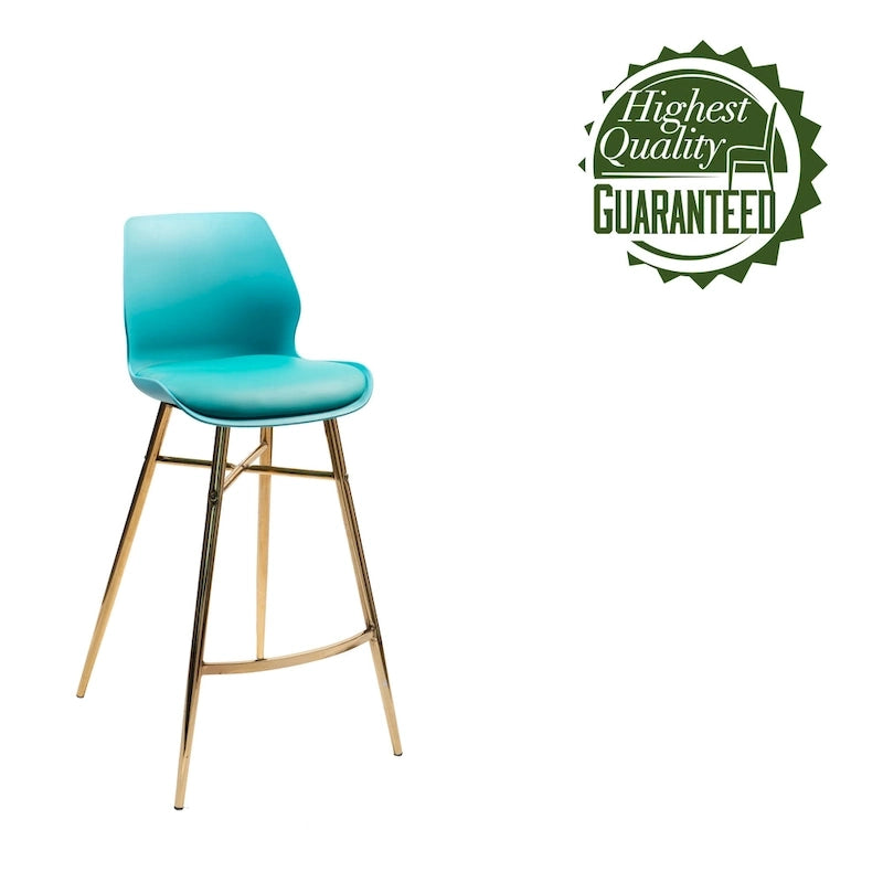 Lot de 2 tabourets de bar en cuir PU avec pieds en chrome doré, sièges de cuisine modernes