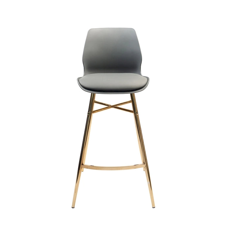 Lot de 2 tabourets de bar en cuir PU avec pieds en chrome doré, sièges de cuisine modernes