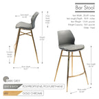 Lot de 2 tabourets de bar en cuir PU avec pieds en chrome doré, sièges de cuisine modernes