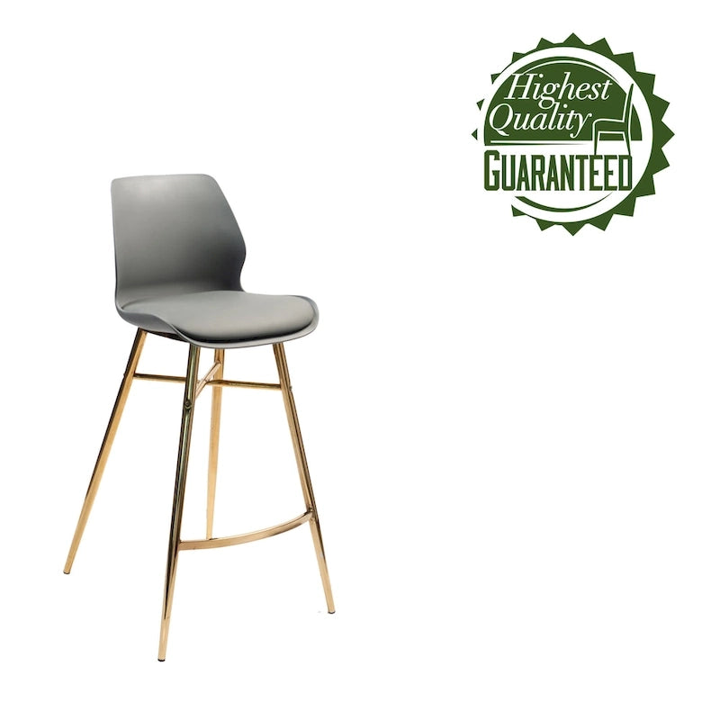 Lot de 2 tabourets de bar en cuir PU avec pieds en chrome doré, sièges de cuisine modernes