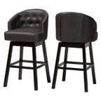 Ensemble de 2 tabourets de bar pivotants touffetés en similicuir marron avec clous décoratifs