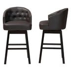 Ensemble de 2 tabourets de bar pivotants touffetés en similicuir marron avec clous décoratifs
