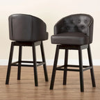 Ensemble de 2 tabourets de bar pivotants touffetés en similicuir marron avec clous décoratifs