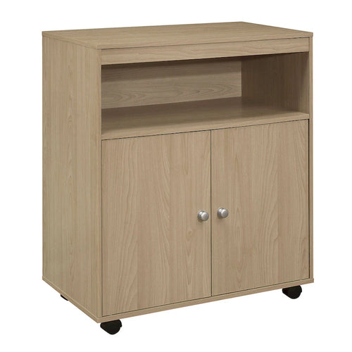 Chariot de cuisine micro-ondes avec armoire à 2 portes (Hêtre)