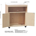 Chariot de cuisine micro-ondes avec armoire à 2 portes (Hêtre)