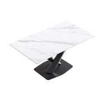 63Table à manger moderne, plateau en pierre frittée blanche avec base en acier Moran Violet - N/A