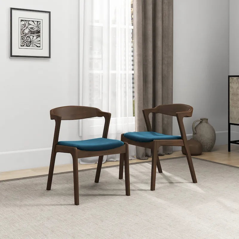 Lot de 2 chaises de salle à manger capitonnées, style rétro, modernes du milieu du siècle