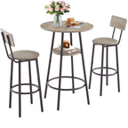 Ensemble de salle à manger 3 pièces, table de bistrot ronde à 2 niveaux et chaise rembourrée