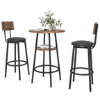 Ensemble de salle à manger 3 pièces, table de bistrot ronde à 2 niveaux et chaise rembourrée
