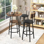 Ensemble de salle à manger 3 pièces, table de bistrot ronde à 2 niveaux et chaise rembourrée