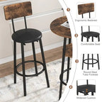 Ensemble de salle à manger 3 pièces, table de bistrot ronde à 2 niveaux et chaise rembourrée