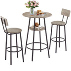 Ensemble de salle à manger 3 pièces, table de bistrot ronde à 2 niveaux et chaise rembourrée