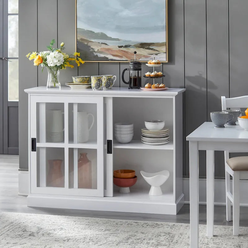 Meuble de rangement d'appoint moderne en bois pour salon ou entrée, Rangement dissimulé