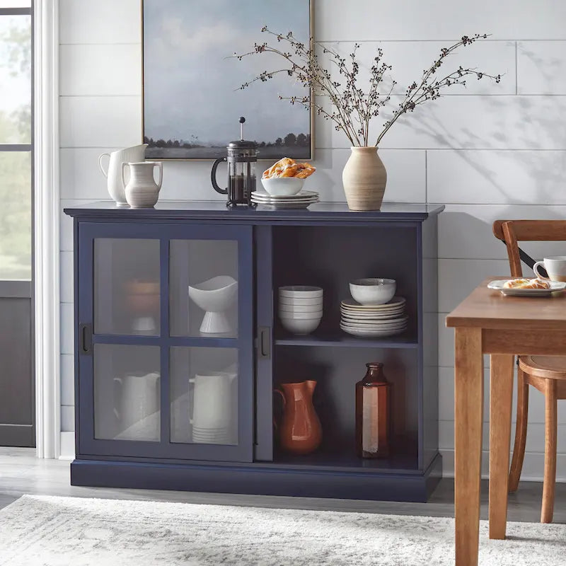 Meuble de rangement d'appoint moderne en bois pour salon ou entrée, Rangement dissimulé