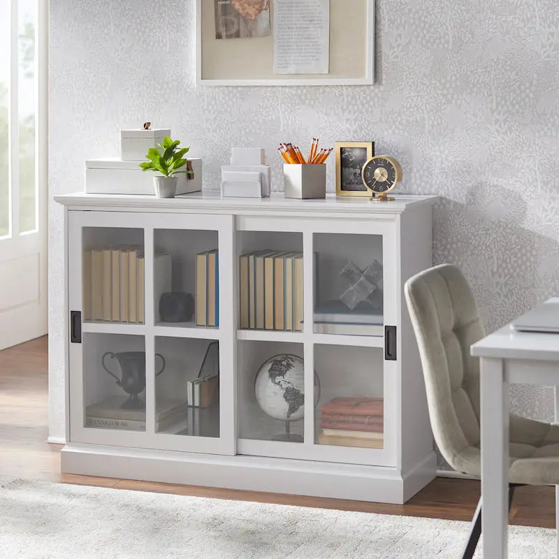 Meuble de rangement d'appoint moderne en bois pour salon ou entrée, Rangement dissimulé