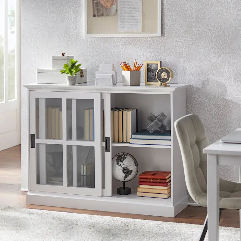 Meuble de rangement d'appoint moderne en bois pour salon ou entrée, Rangement dissimulé