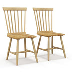 2 Chaises de salle à manger Windsor sans accoudoirs, dossier à fuseaux, bois noir/naturel