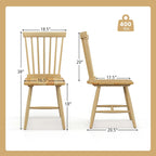2 Chaises de salle à manger Windsor sans accoudoirs, dossier à fuseaux, bois noir/naturel
