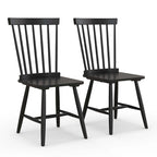 2 Chaises de salle à manger Windsor sans accoudoirs, dossier à fuseaux, bois noir/naturel
