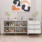 Buffet avec 3 tiroirs et 2 portes, expresso/blanc
