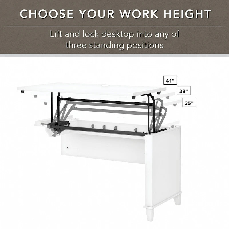 Retour de bureau 3 positions réglable en hauteur assis-debout de 42 po de largeur, ergonomique pour bureau à domicile