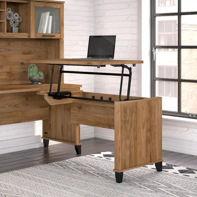 Retour de bureau 3 positions réglable en hauteur assis-debout de 42 po de largeur, ergonomique pour bureau à domicile