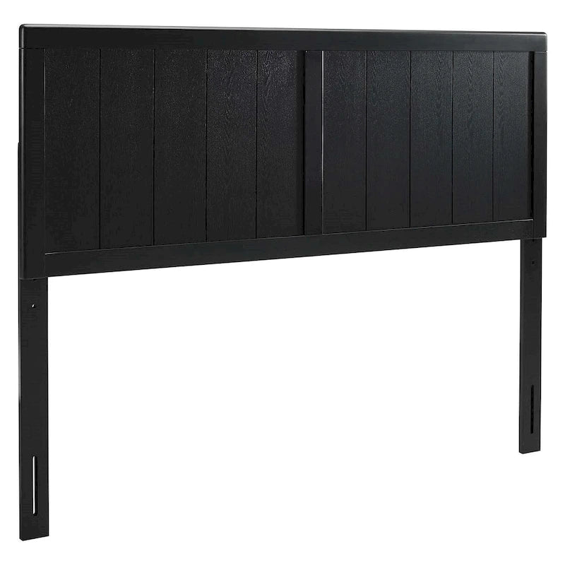 Tête de lit noire en bois massif de style campagnard, décoration de chambre à coucher en bois massif