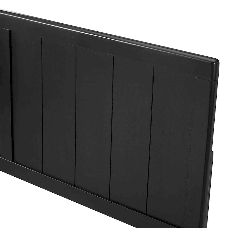 Tête de lit noire en bois massif de style campagnard, décoration de chambre à coucher en bois massif