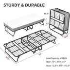 Lit d'appoint pliant roulant 75x31, taille jumeau avec matelas de 5