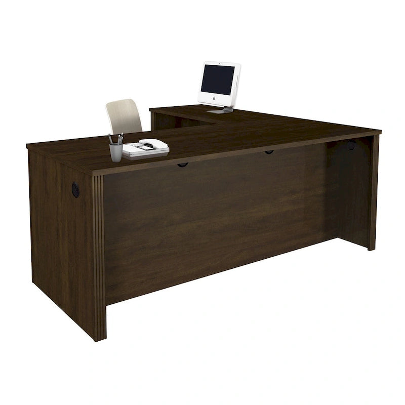Bureau d'angle en L Prestige, Grand bureau à domicile avec rangement