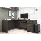 Bureau d'angle en L Prestige, Grand bureau à domicile avec rangement