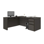 Bureau d'angle en L Prestige, Grand bureau à domicile avec rangement